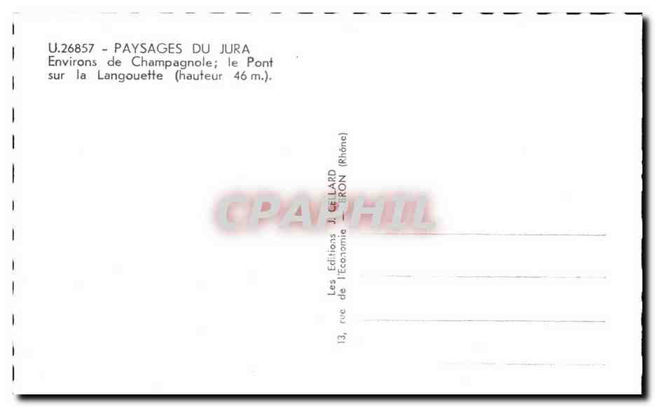 CPA Paysages Du Jura Environs de Champagnole le Pont sur la Langouette  — Rückseite