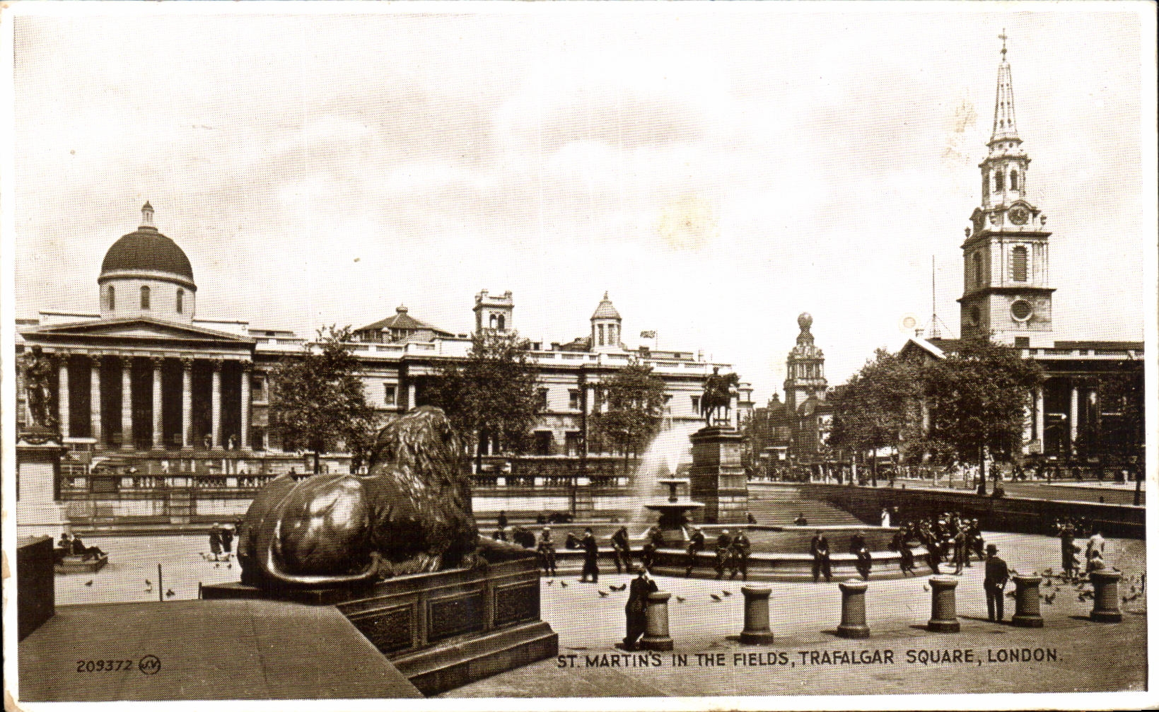 CPA St Martins In The Fields Trafalgar Square London Lion