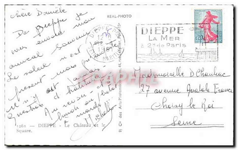 CPA Dieppe Le Chateau et le square — Back