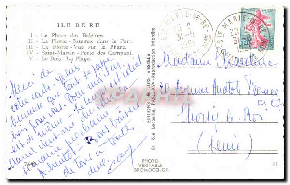 Île de Ré — Souvenir de l'Île de Ré — Éditions Léourbe — Verso