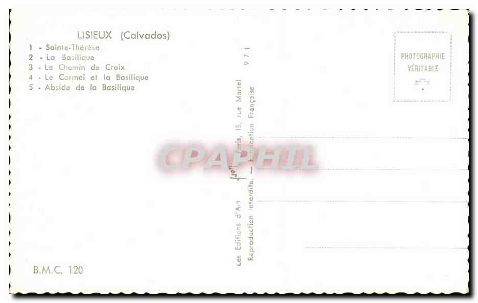 CPA Lisieux Bernadette — Verso