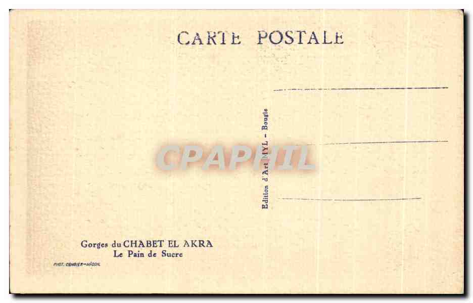 Gorges du Chabet El Akra — Le Pain de Sucre — Art Edition NYL - Bongie — Back