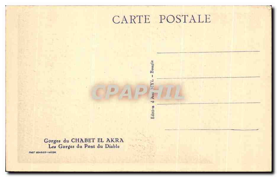 CPA Gorges du Chabet El Akra Les Gorges du Pont du Diable — Verso