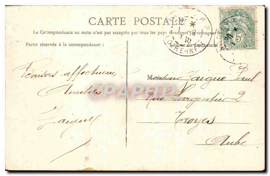 CPA Angers Quai Ligny — Rückseite