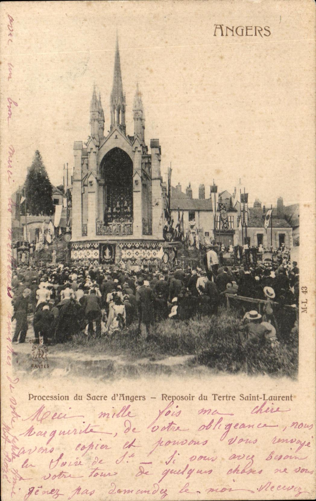 CPA Angers Procession du sacre d angers Reposoir du tertre Saint Laurent 