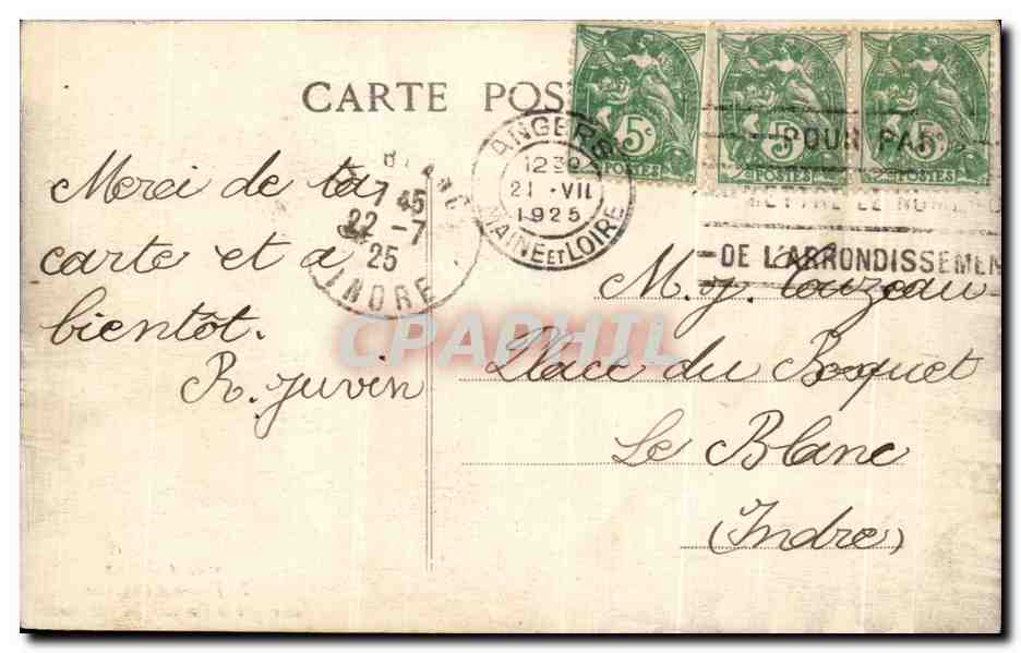 CPA Angers La Jardin des Plantes Vue vers la Cascade  — Rückseite