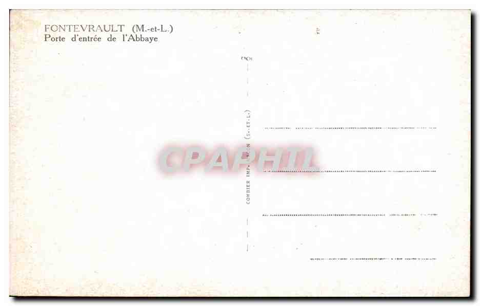 CPA Fontevrault Porte d entree de L Abbaye — Rückseite