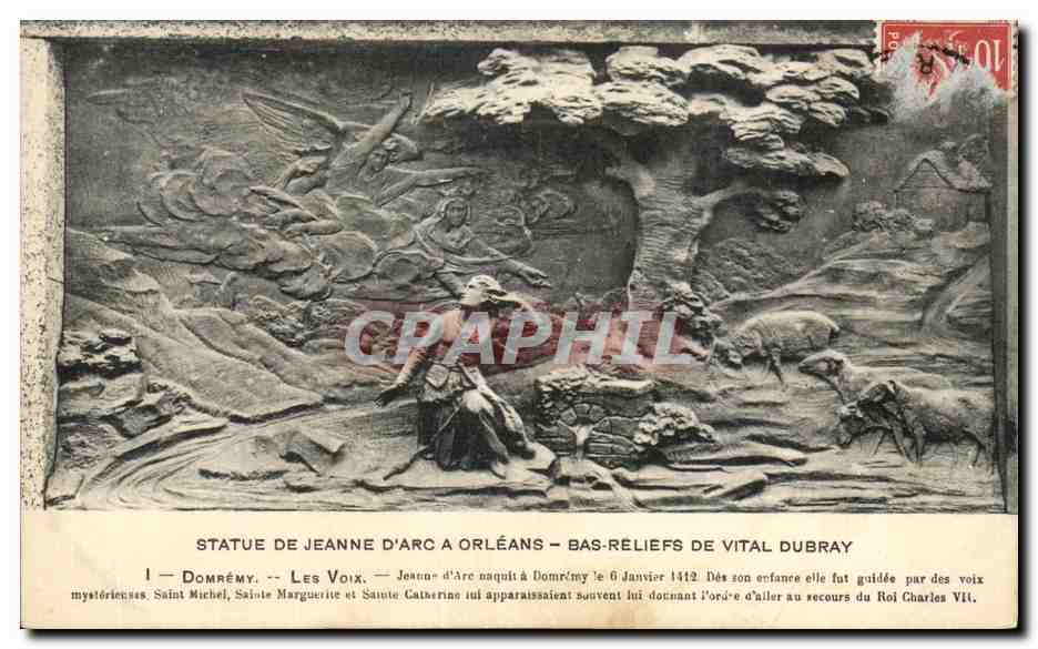 Statue de Jeanne d'Arc à Orléans — Bas-reliefs de Vital Dubray — Domméry — Les Voix