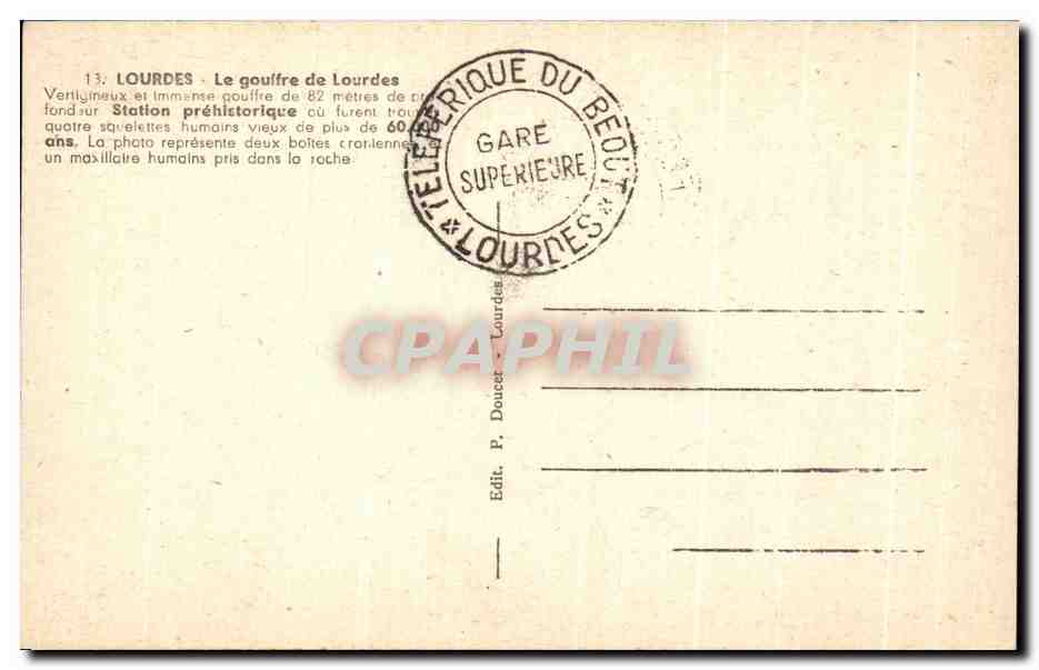 CPA Lourdes Le gouffre de Lourdes — Verso