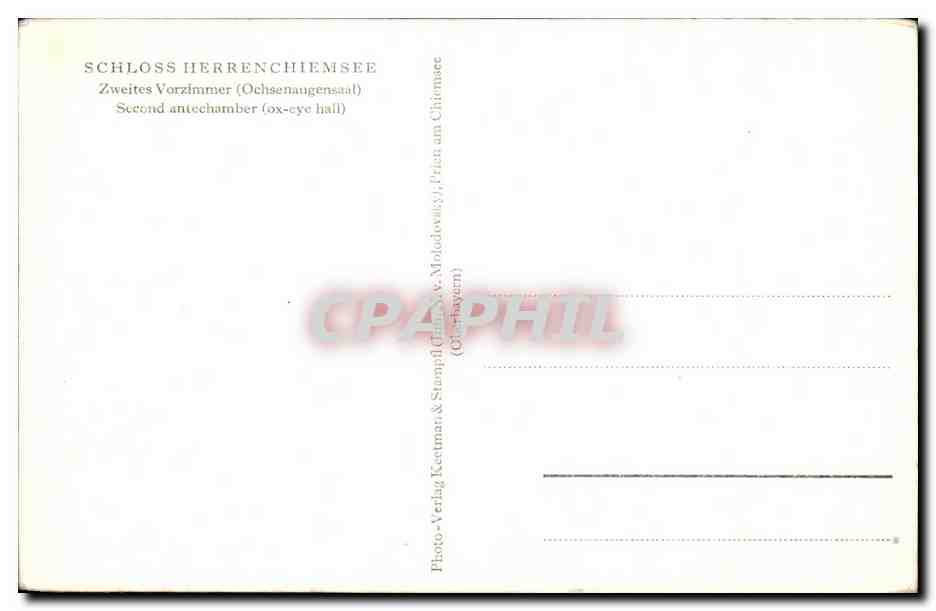 Schloss Herrenchiemsee — Second antechamber (Ochsenaugensaal) — Photo-Verlag Keetman & Stampf (Chiemsee) — Verso