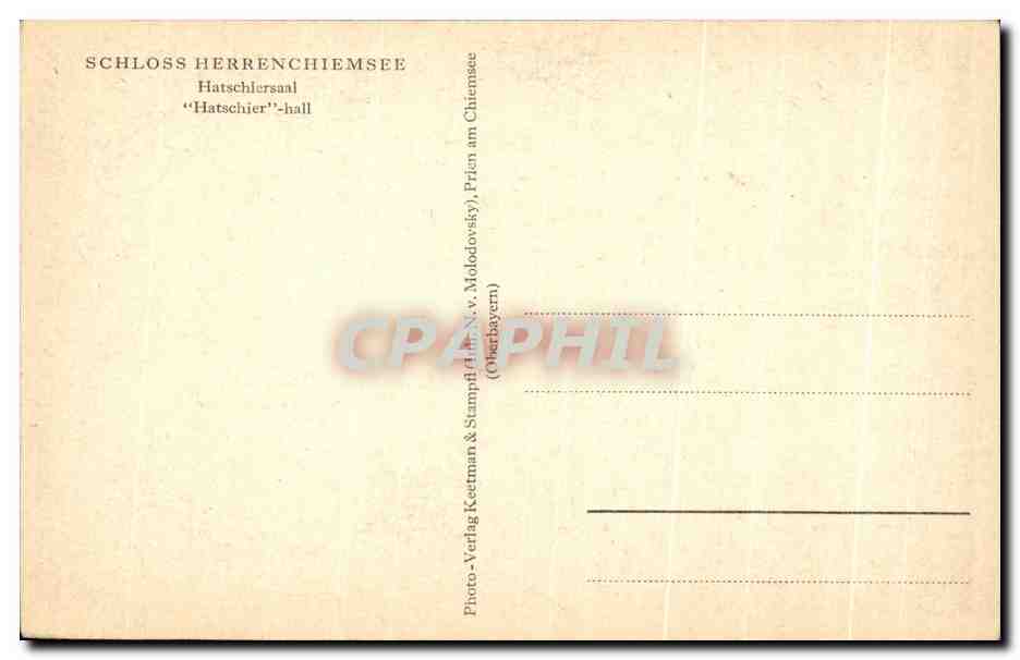 CPA Schloss Herrenchiemsee Hastchlersaal Hatschier hall — Back