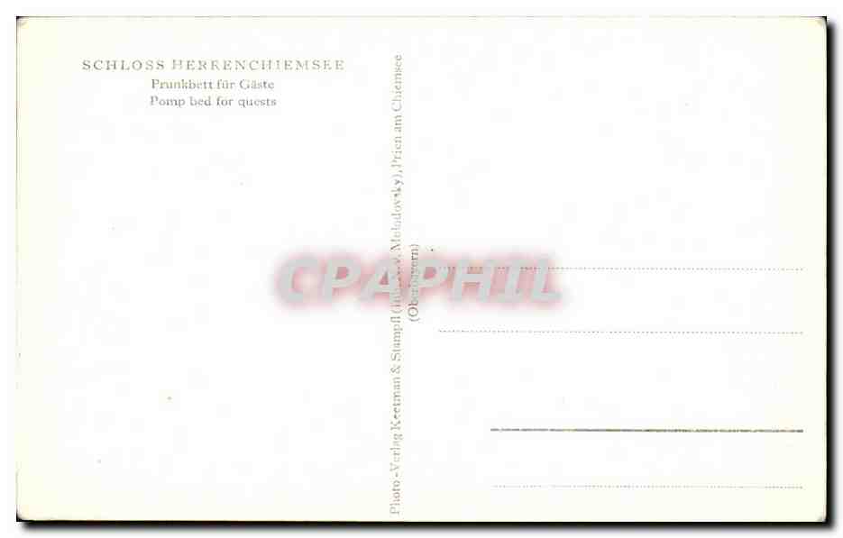CPA Schloss Herrenchiemsee Prunkbett fur castle Pomp bed for quests — Back