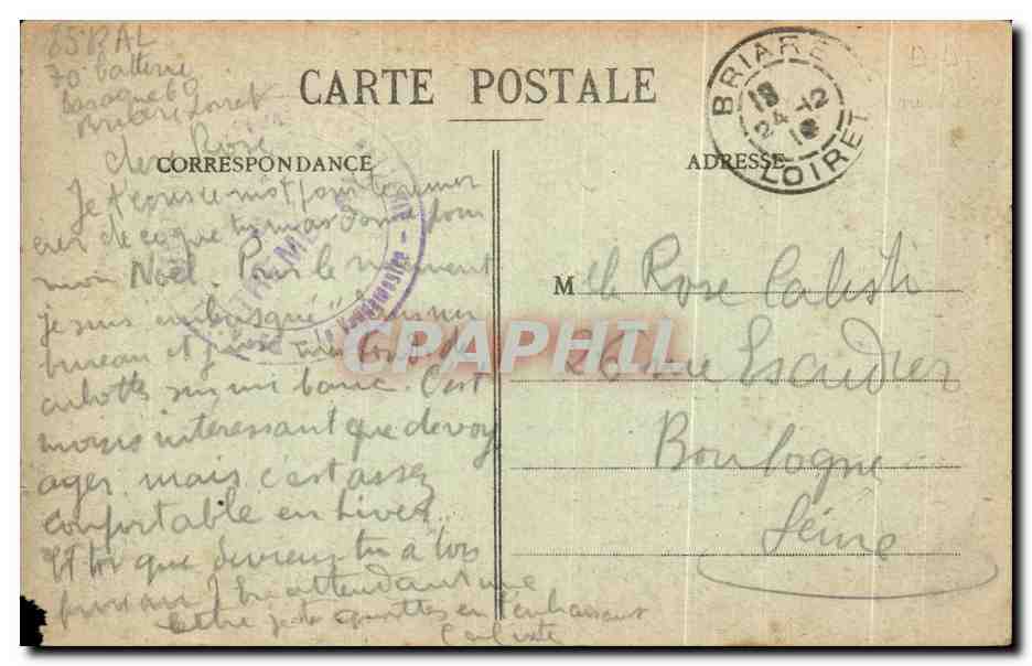 CPA Briare Chateau de Beauvoir — Rückseite