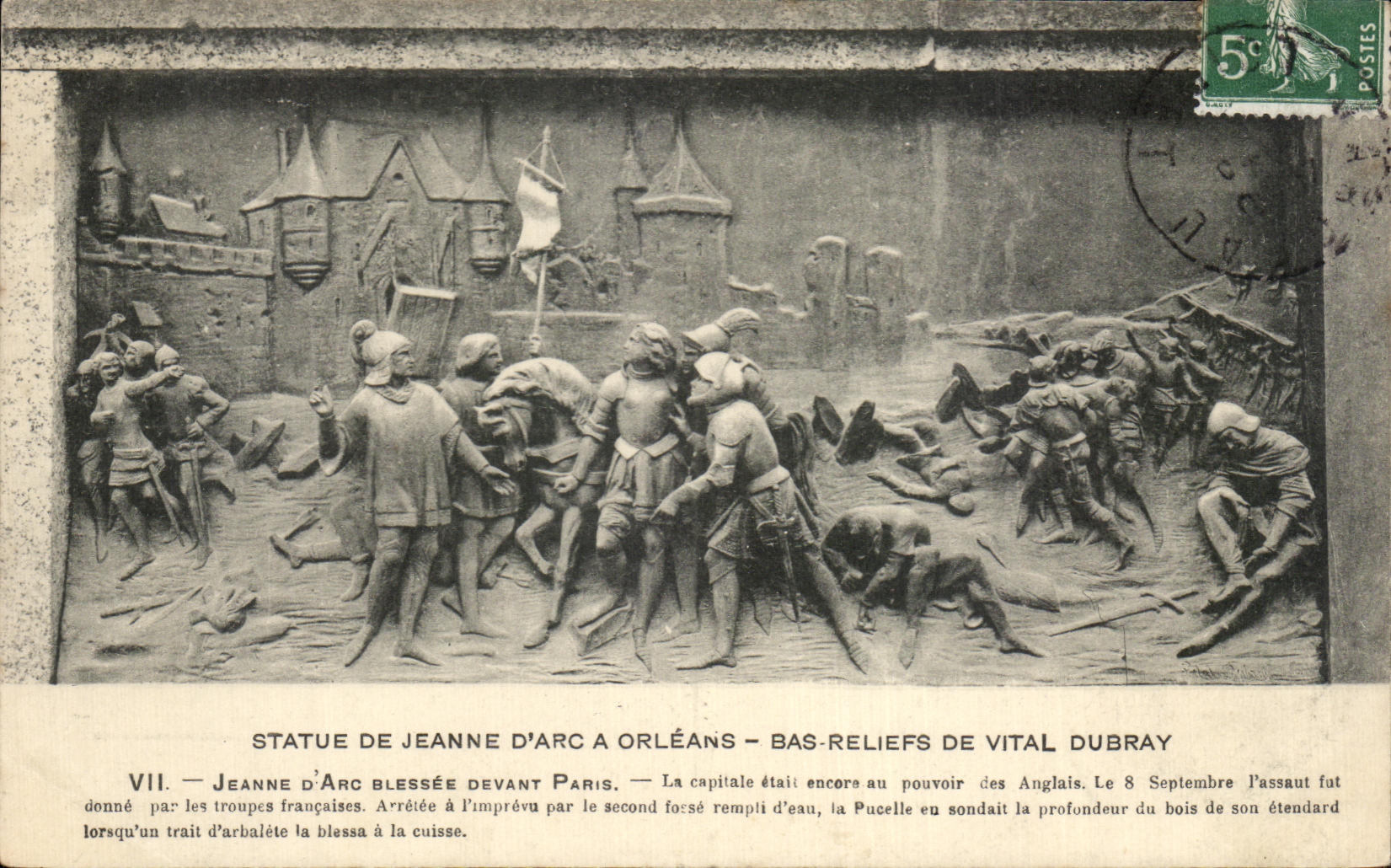 CPA Statue De Jeanne D Arc A Orleans Bas Reliefs De Vital Dubray Jeane D Arc Blessee Devant Paris La Capitale Etail enco