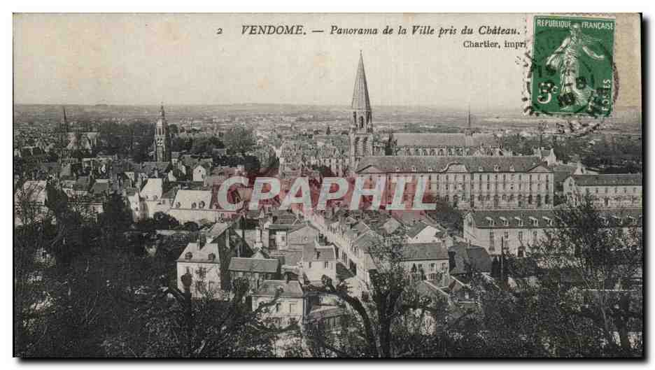 VENDOME — Panorama de la Ville pris du Château — Chartier, impr.