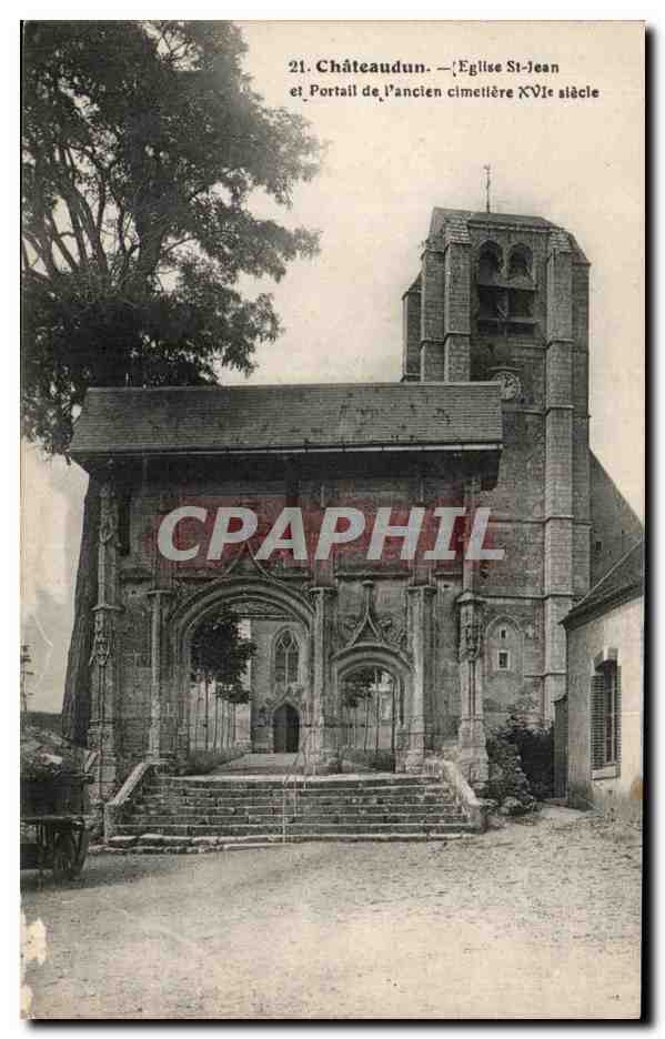 Châteaudun — Portail de l'ancien cimetière et église Saint-Jean du XVIe siècle — CPAPHIL