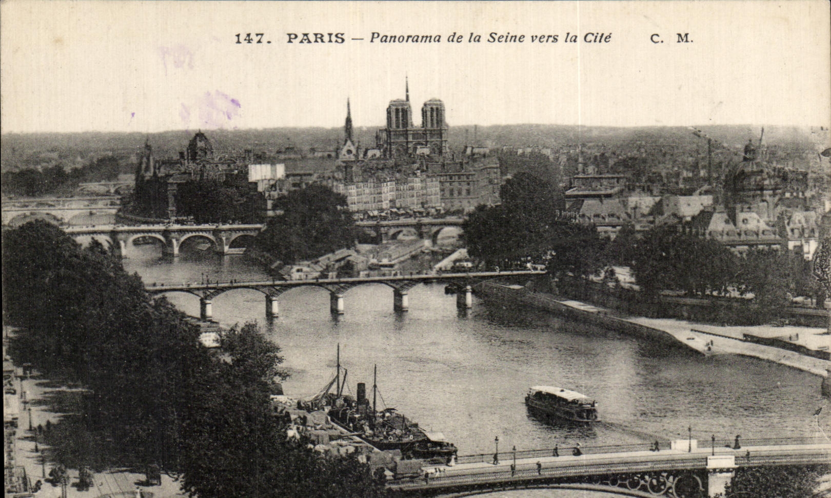 CPA Paris Panorama de la Seine vers la Cite Notre Dame