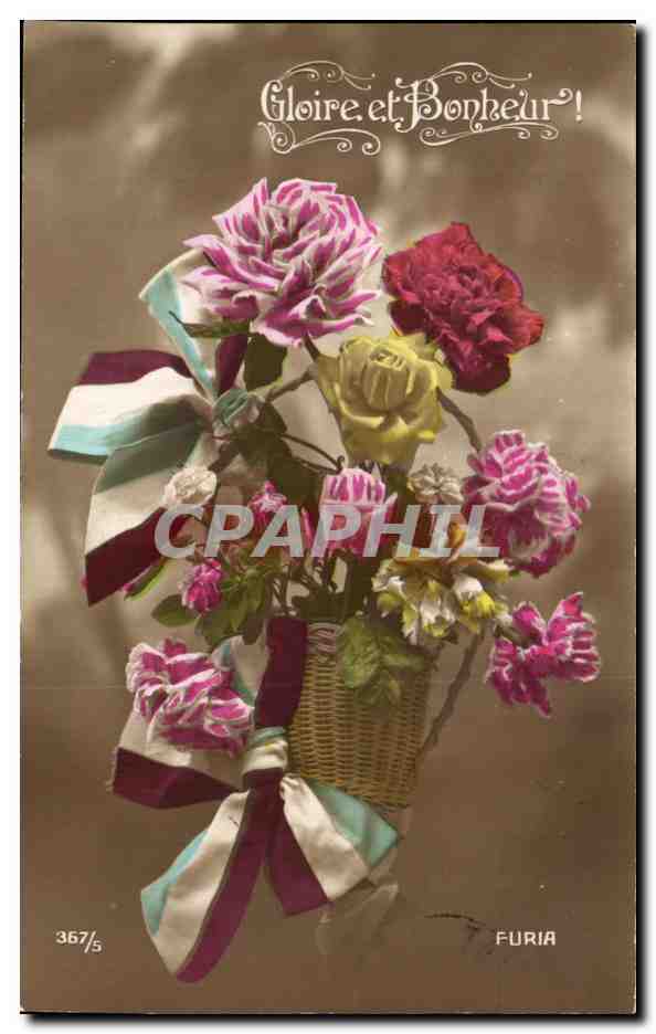 CPA Fantaisie Fleurs Gloire Bonheur