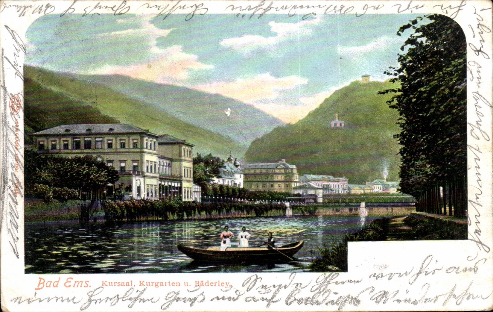 CPA Bad Ems Kursael Kurgarten u Baderley