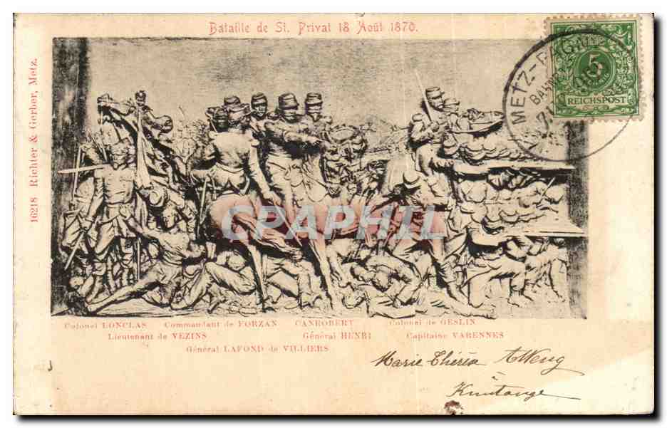 Antieke ansichtkaart Slag bij St Privat 18 augustus 1870 Militaria
