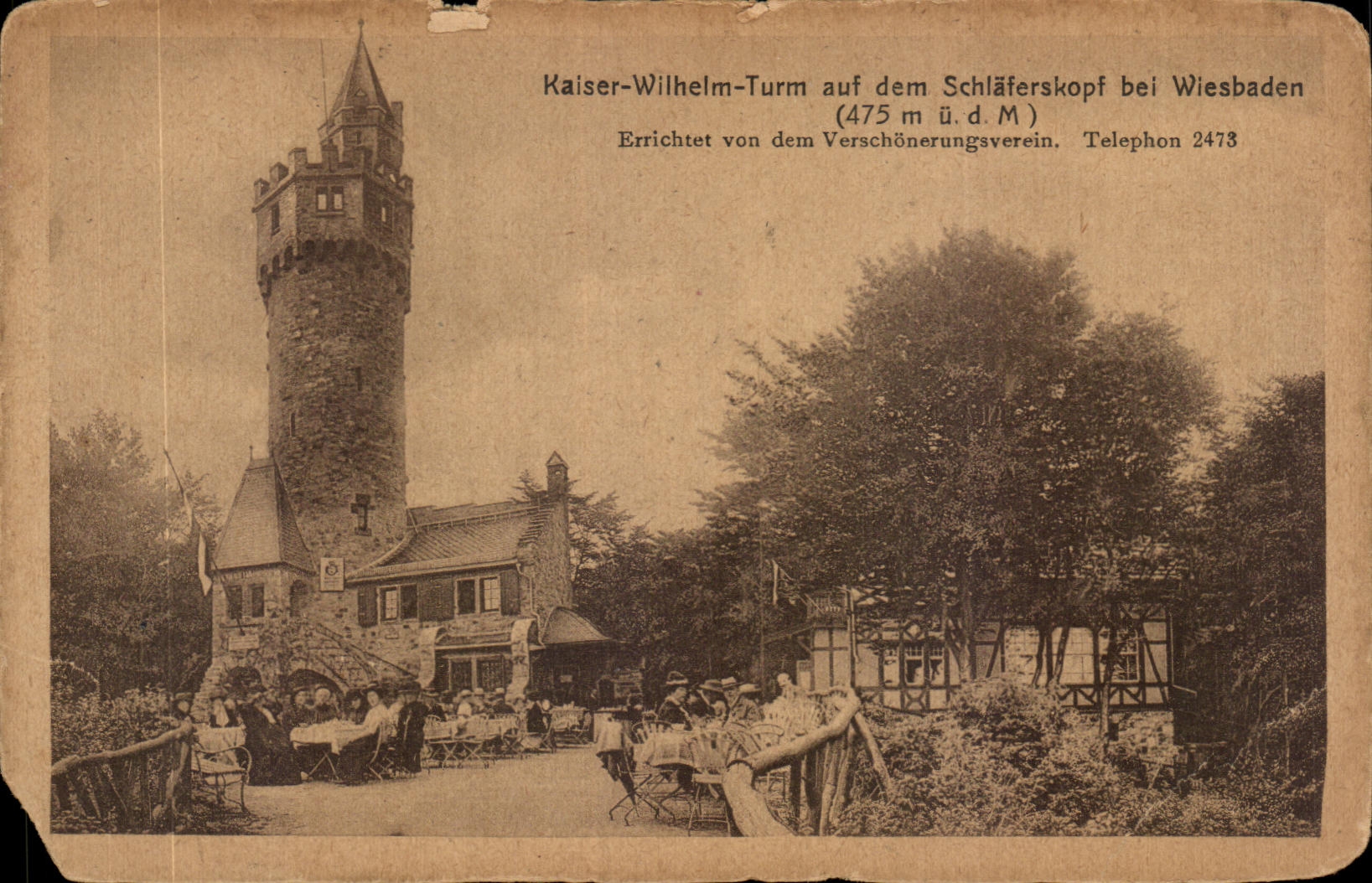 CPA Kaiser Wilhelm Turm auf dem Schlaferskopf bel Wiesbaden