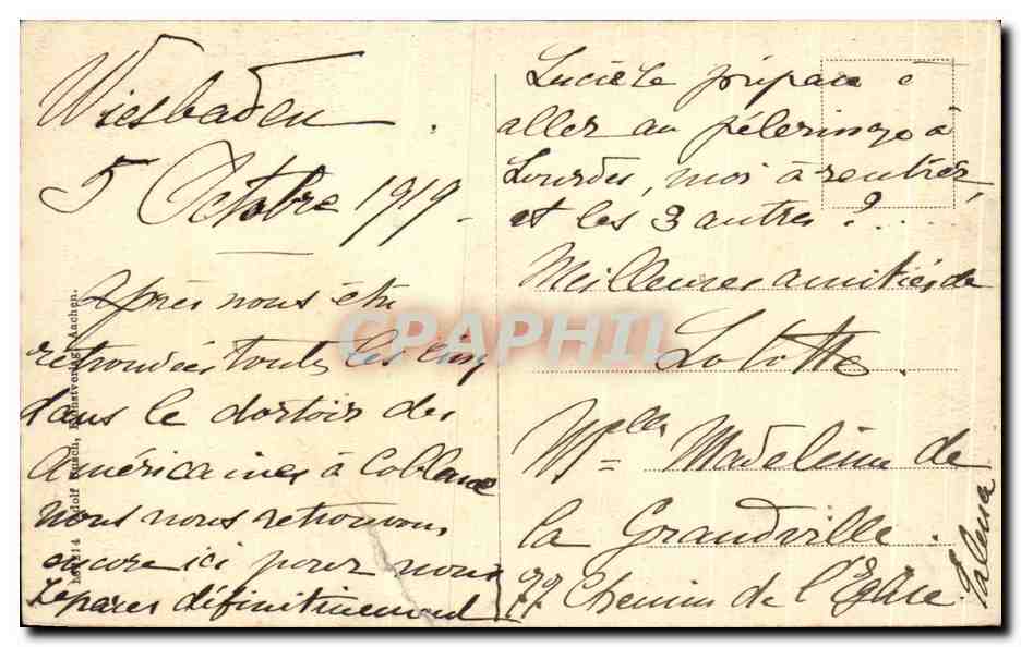 CPA Aachen Denkamal Kapls Grassen mit Laufbpunnen — Rückseite