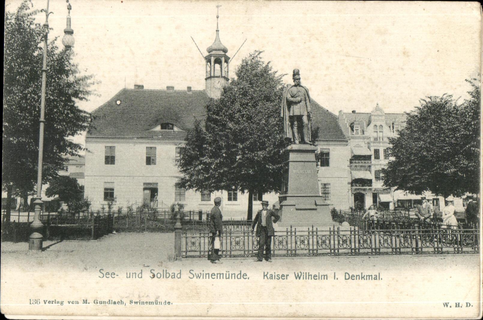 CPA See und Solbad Swinemunde Kaiser Wilhelm l Denkmal Poland polska Pologne