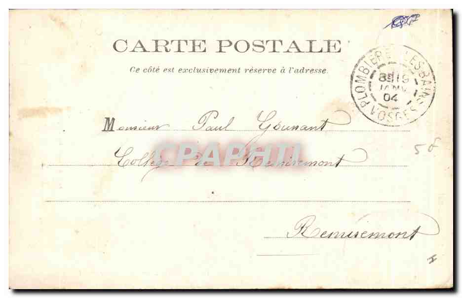 CPA Plombieres les Bains La Place de l Eglise — Rückseite