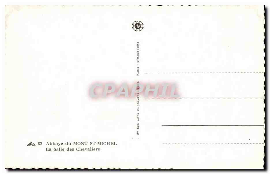 CPSM Abbaye du Mont St Michel La Salle des Chevaliers — Verso