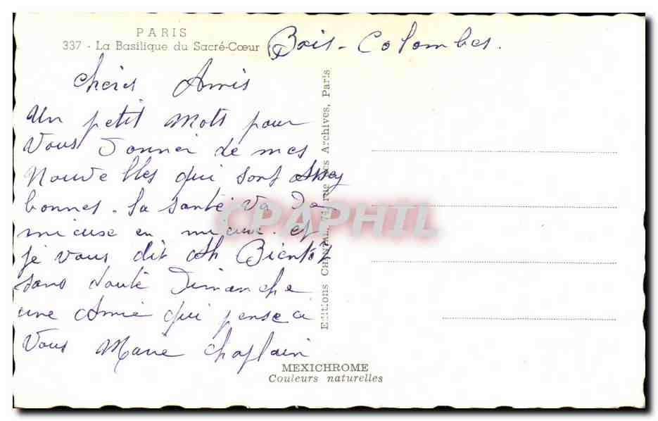 CPSM Paris La Basilique du Sacre-Cœur Montmartre — Rückseite