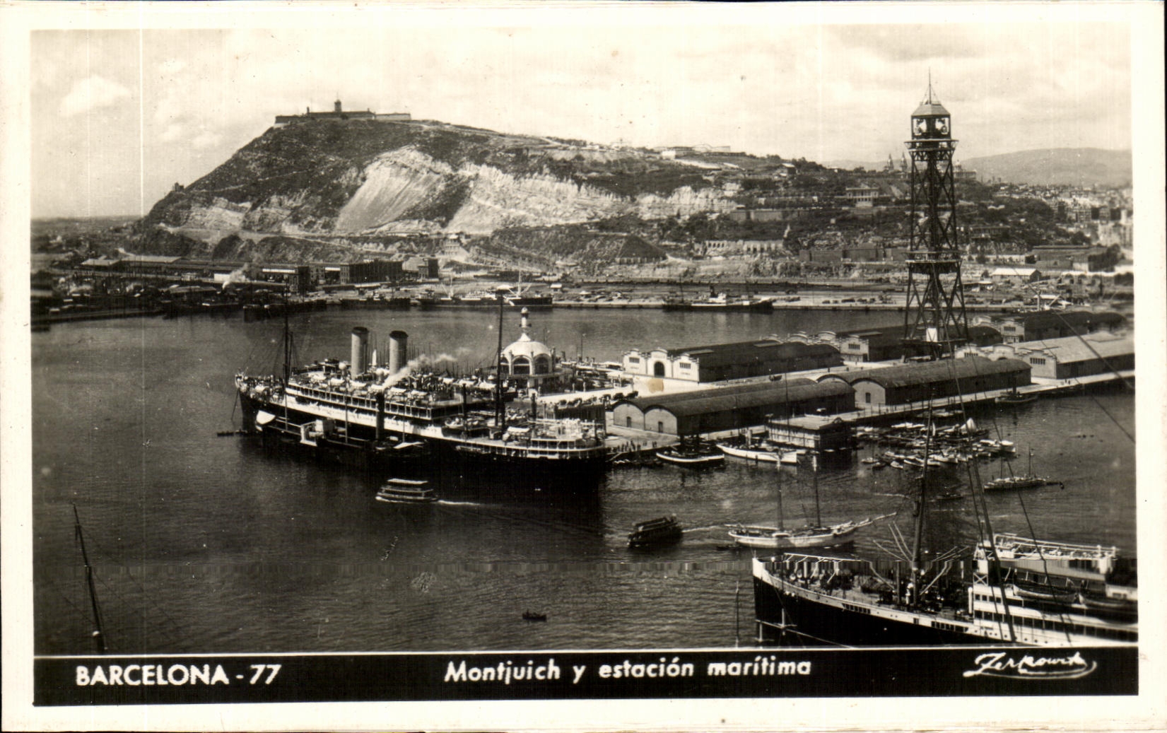 Barcelone - 77 — Montjuïch et station maritime — Éditeur Airpount