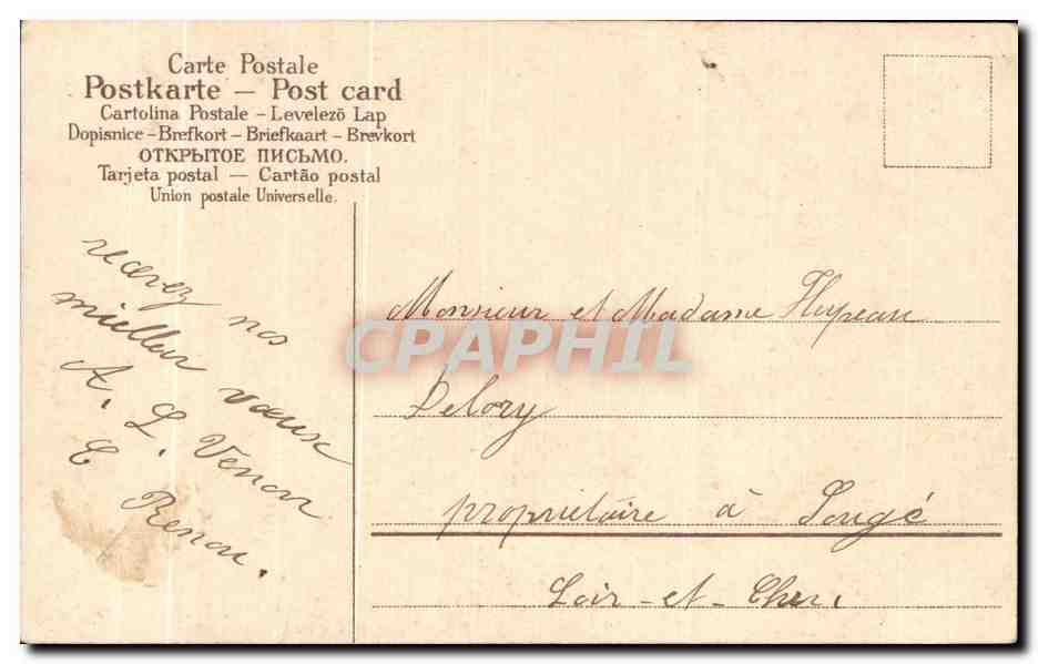CPA Fantaisie Fleurs Bonne annee Lune Moon — Rückseite