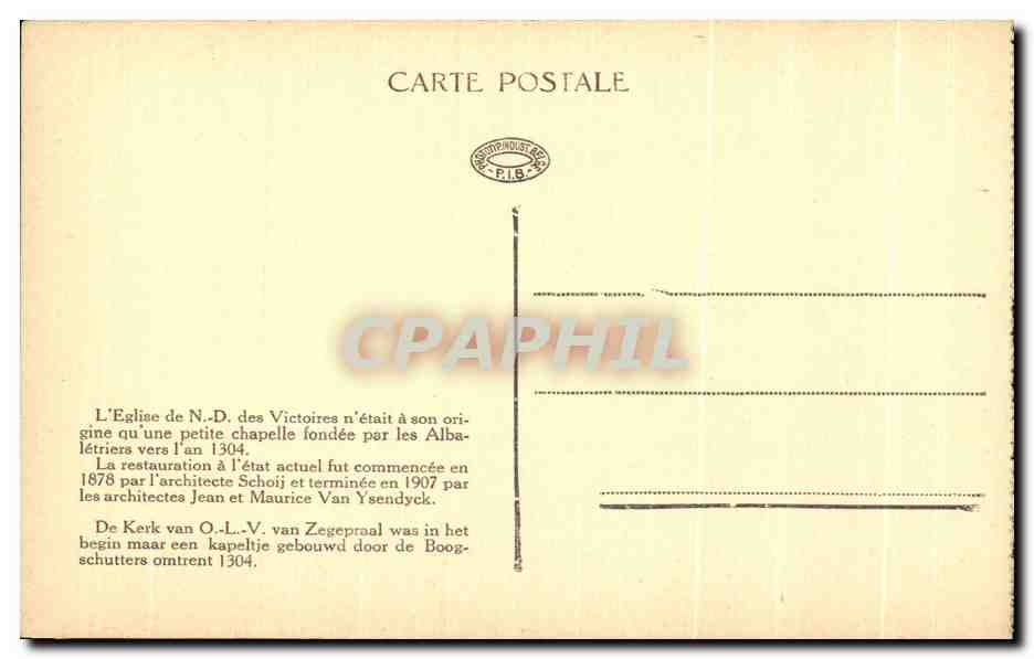 CPA Bruxelles L Eglise ND de la Victoire — Rückseite
