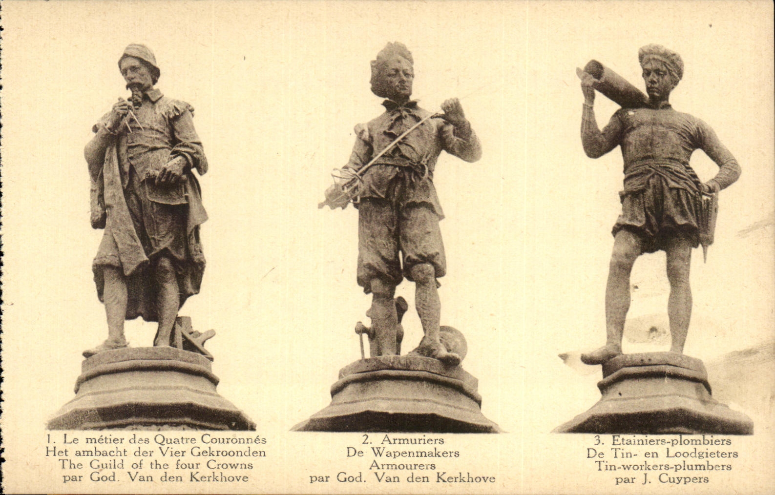 CPA Bruxelles Metier des quatre couronnes Armuriers Etainiers Plombiers Belgique