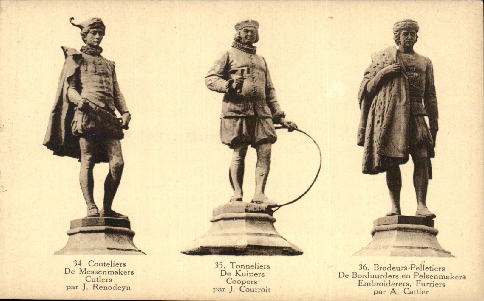 CPA Bruxelles Couteliers Tonneliers Brodeurs Pelletiers Belgique