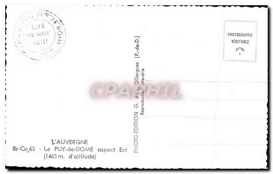 CPA L Auvergne Le Puy de Dome aspect est Vaches — Verso