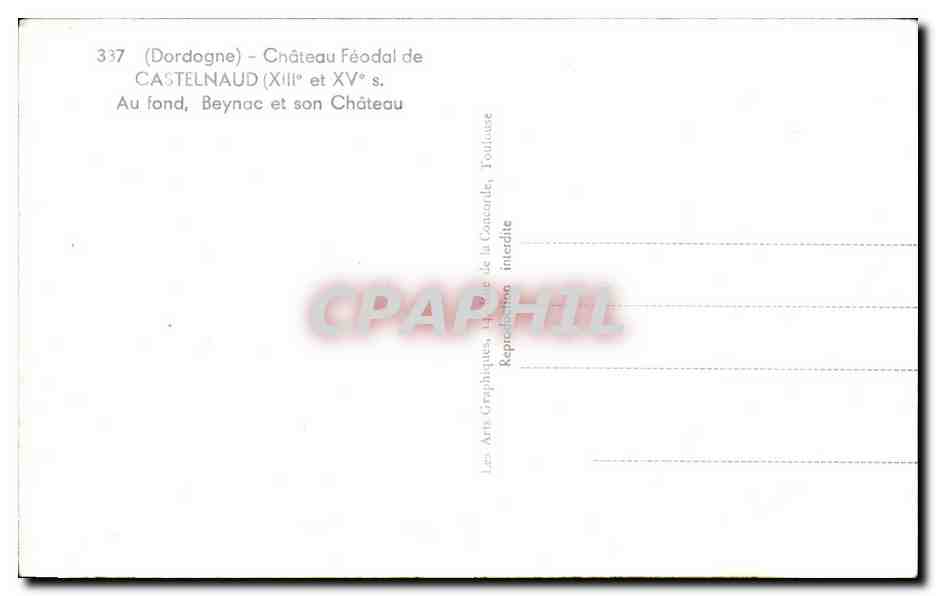 Beynac - Château féodal de Castelnaud (XIIIe et XVe s.) — Les Arts Graphiques de la Gascogne, Toulouse — Verso