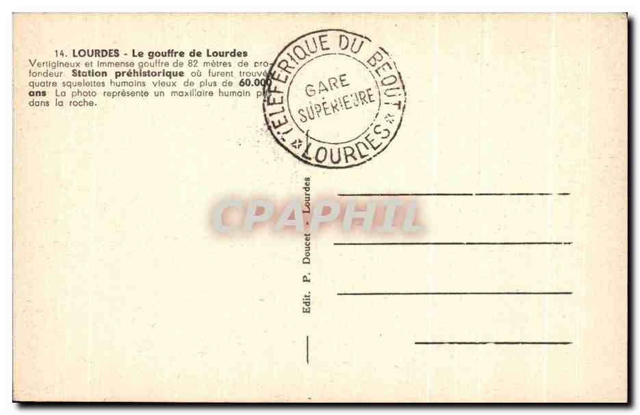 CPSM Lourdes Le gouffre de Lourdes — Verso