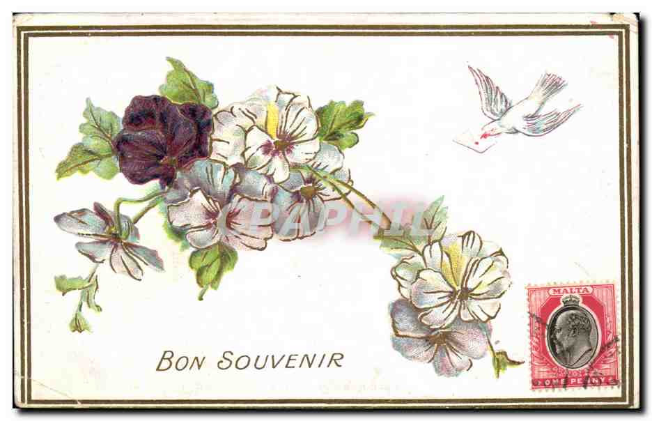 CPA Fantaisie Fleurs Bon Souvenir