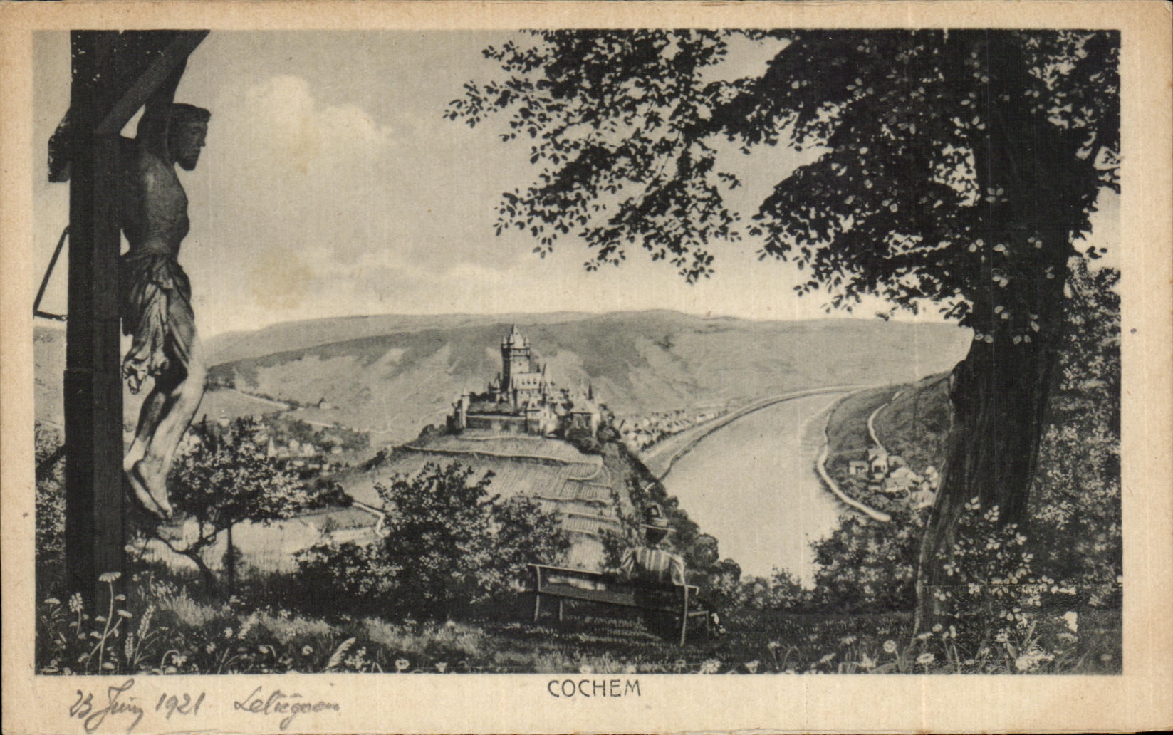Vue de Cochem — château sur la Moselle — éditeur Letingoon, n° de série non visible