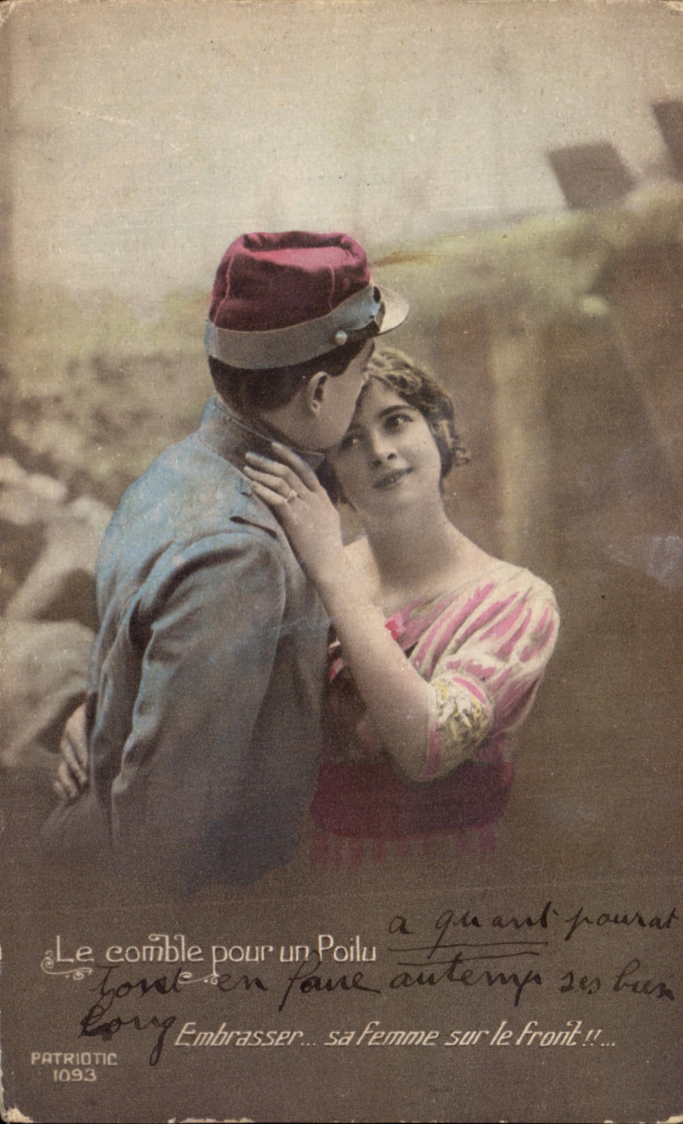 CPA Fantaisie Le Comble Pour un Poilu Embrasser Sa Femme le front Militaria