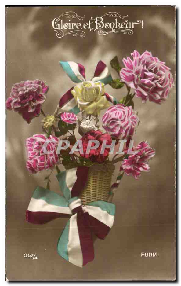 CPA Fantaisie Fleurs Gloire et Bonheur