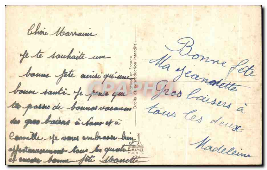CPA Fantaisie Fleurs Bonne Fete Fer a cheval — Verso