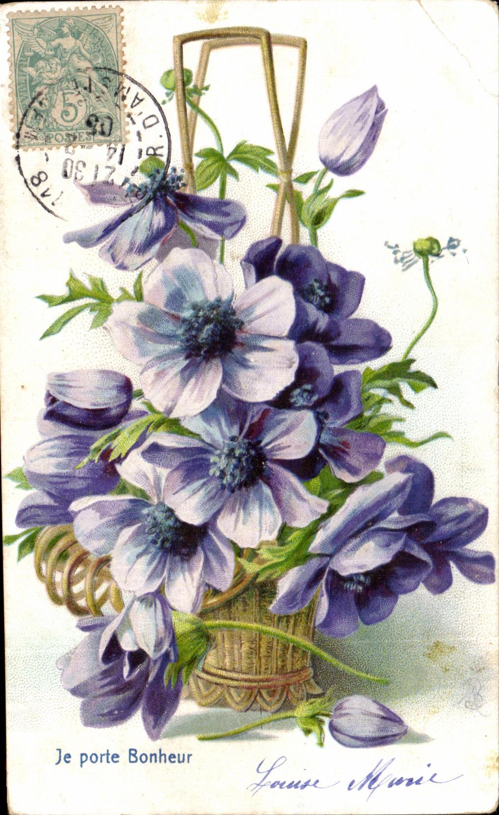 CPA Fantaisie Fleurs Je Porte Bonheur