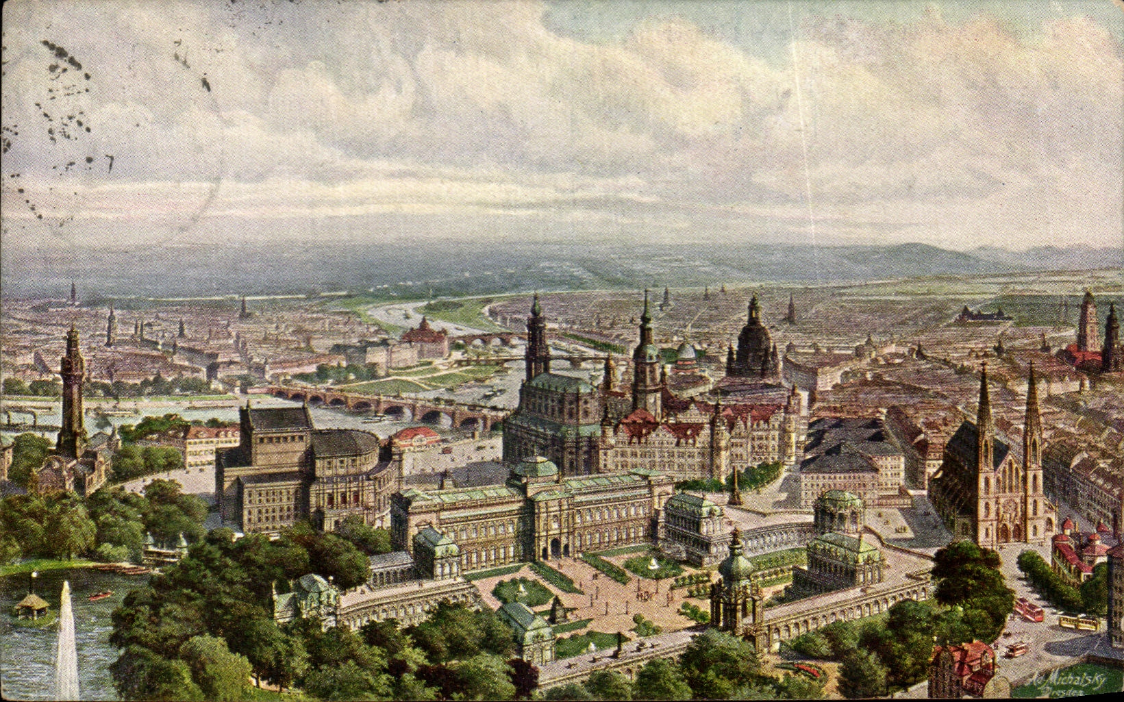 CPA Zeppelin Ansicht Vom Zwinger und Umgebung Alt und Neustadt Dresder Dresden