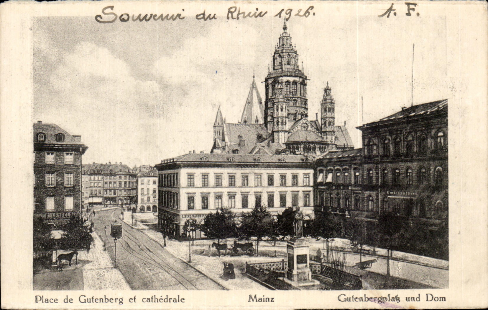 Mainz — Gutenberg Square and cathedral — A. F. (publisher)