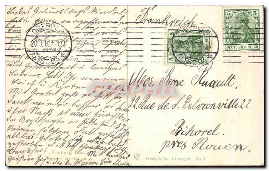 CPA Freiberg  — Rückseite
