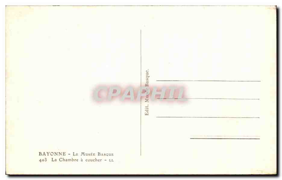 CPSM Bayonne Le Musee Basque La Chambre a coucher — Verso