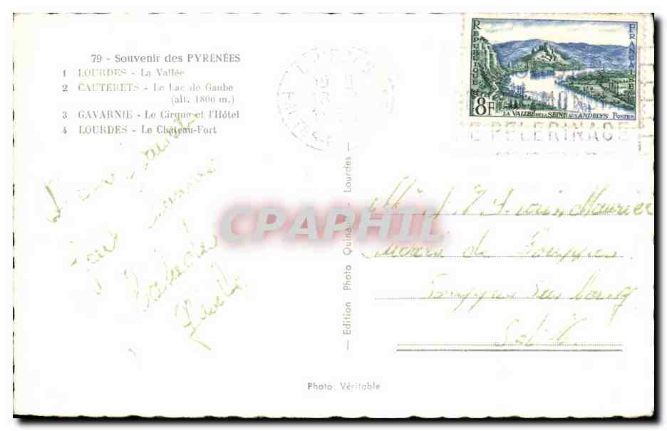 Lourdes - Cautelets - Gavarnie - Le Château-Fort — Édition Photo Véritable — Verso