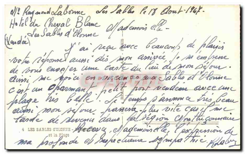 Les Sables d'Olonne — Plage et promenade — Éditeur CAA n°4 — Reverso
